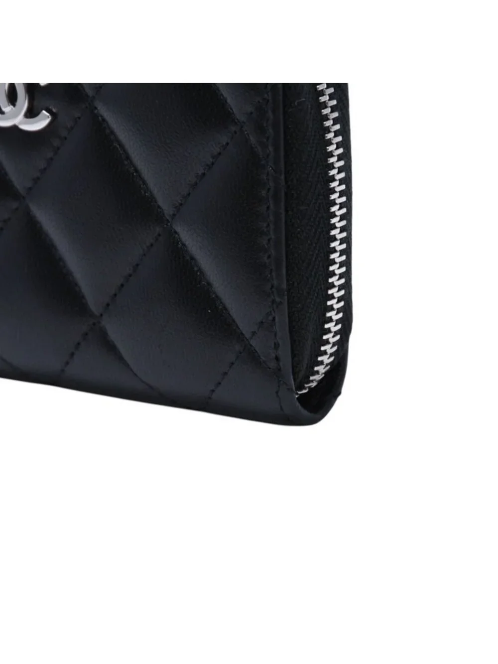 Chanel Classic Zip Coin Purse CC Logo Lambskin Black